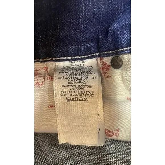 True Religion Jeans Mens Size 31 Moto Slim Blue Distressed
